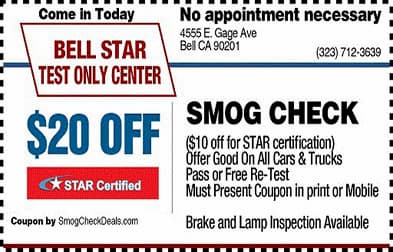 Bell smog Check coupons