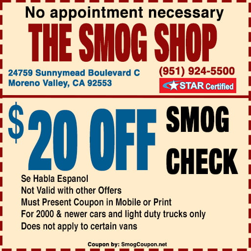 Moreno Valley Smog check Coupon