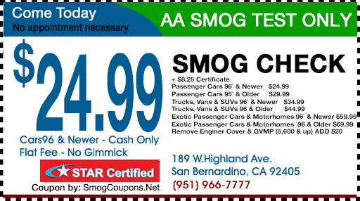 aa smog test only